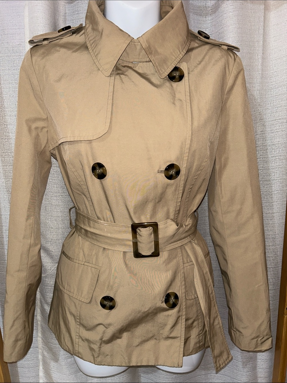 Forever 21 Tan Double-Breasted Belted Trench Jacket